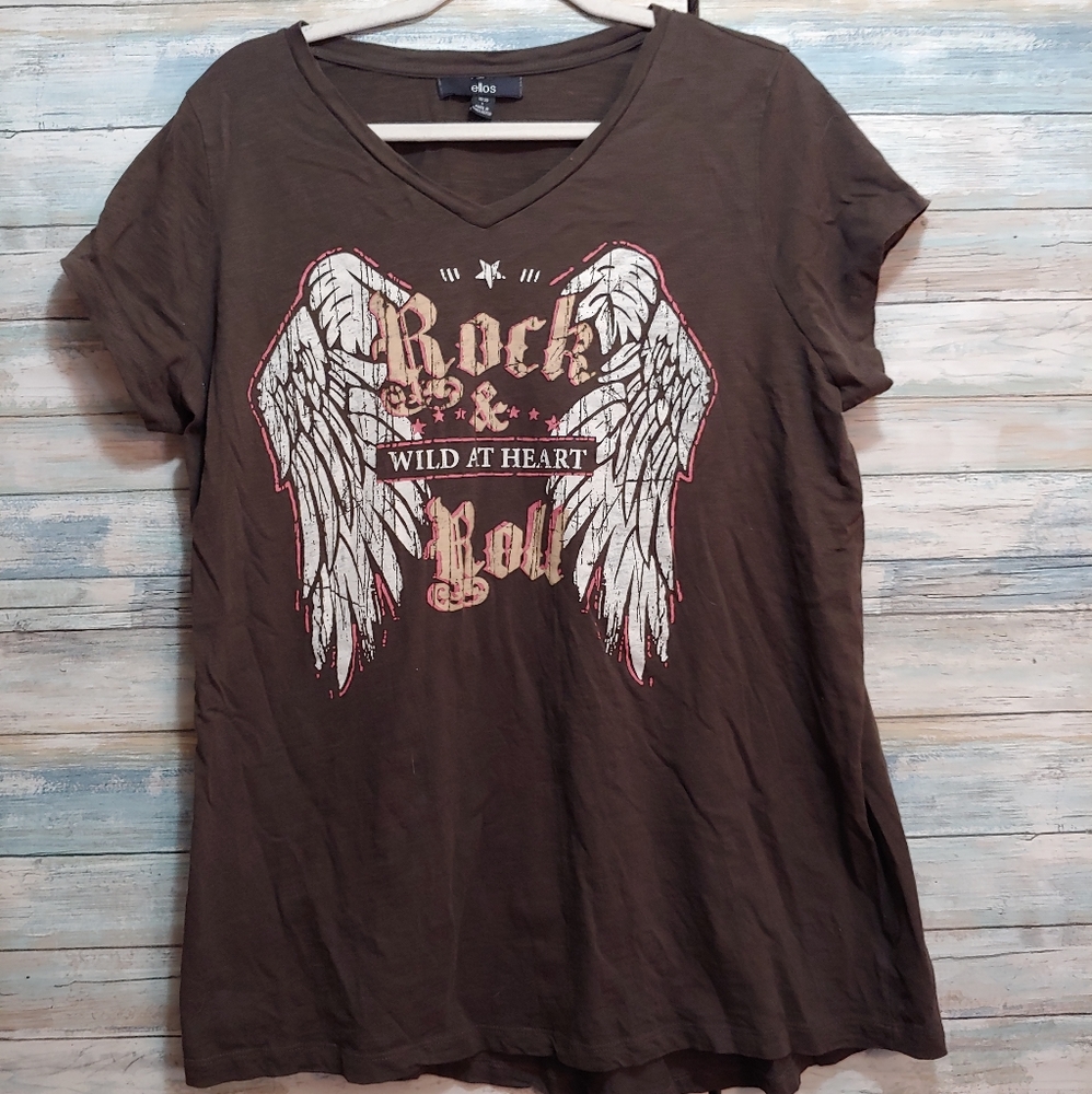 Dark Olive Ellos Large (18/20) Hi-Lo Graphic Tee